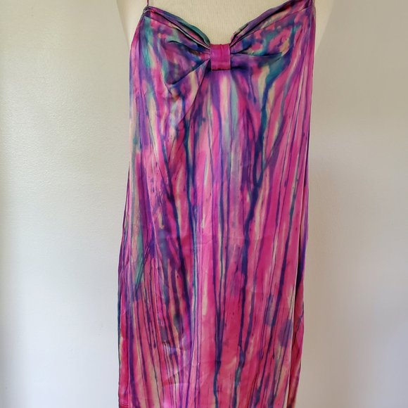 NEW Silk slip Dress dyed painted Small medium large purple blue pink sexy summer